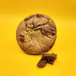 Delicious home-baked cookies. Vanilla cookie milk choc chunks