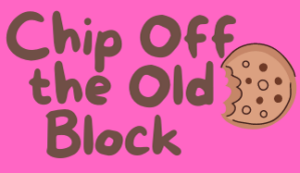 Chip Off the Old Block logo on pink background